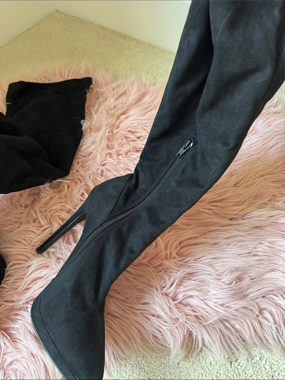 Forever 21 Black Over-the-Knee Platform Stiletto Boots